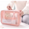 Kosmetyczka zestaw 3w1 przenośna kuferek 3 rozmiary etui pudrowy róż KS83R Kosmetyczka zestaw 3w1 przenośna kuferek 3 rozmiary etui pudrowy róż KS83R