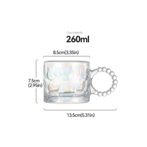Szklanka opalizująca z uchem do kawy, drinków 1szt 260ml SZK55 Szklanka opalizująca z uchem do kawy, drinków 1szt 260ml SZK55