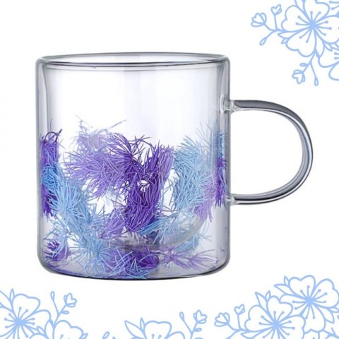 Szklanka termiczna z elementami roślinnymi w środku, fiolet 300 ml 1szt SZK134 Szklanka termiczna z elementami roślinnymi w środku, fiolet 300 ml 1szt SZK134