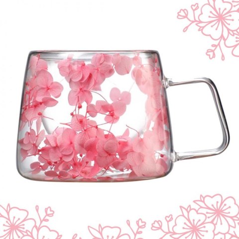 Szklanka termiczna z hortensją w środku róż 180 ml 1szt SZK74 Szklanka termiczna z hortensją w środku róż 180 ml 1szt SZK74