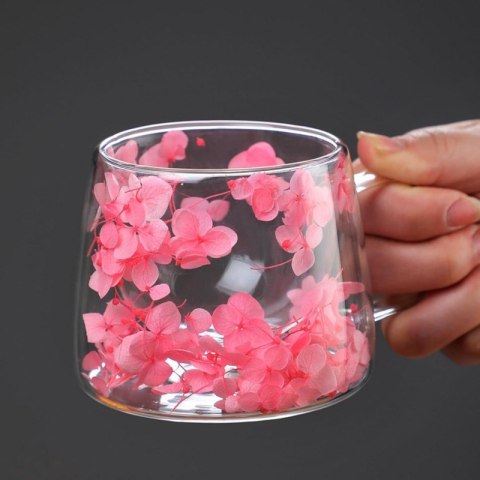 Szklanka termiczna z hortensją w środku róż 180 ml 1szt SZK74 Szklanka termiczna z hortensją w środku róż 180 ml 1szt SZK74