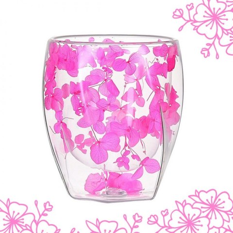 Szklanka termiczna z hortensją w środku róż z bielą 250 ml 1szt SZK90