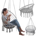 Fotel wiszący bocianie gniazdo hamak BOHO, huśtawka z poduszką Szara KR33SZ Fotel wiszący bocianie gniazdo hamak BOHO, huśtawka z poduszką Szara KR33SZ