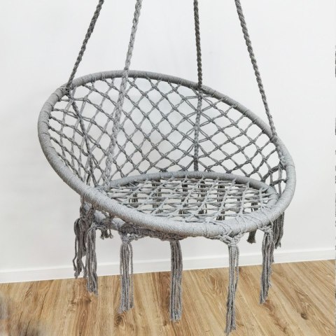 Fotel wiszący bocianie gniazdo hamak BOHO, huśtawka z poduszką Szara KR33SZ Fotel wiszący bocianie gniazdo hamak BOHO, huśtawka z poduszką Szara KR33SZ