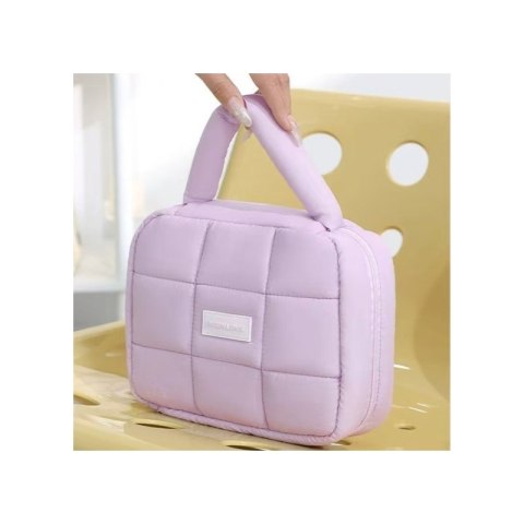 Kosmetyczka damska pikowana kuferek z rączką 21 x 17 x 8 cm KS139FIO Kosmetyczka damska pikowana kuferek z rączką 21 x 17 x 8 cm KS139FIO