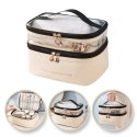 Kosmetyczka rozkładana 2 poziomowa kremowa 17x23x15 cm KS92WZ3 Kosmetyczka rozkładana 2 poziomowa kremowa 17x23x15 cm KS92WZ3