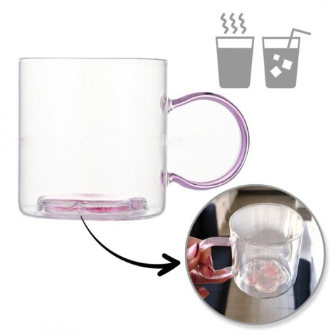 Szklanka termiczna z brokatowtym kwiatkiem w środku 250 ml - SZK143 Szklanka termiczna z brokatowtym kwiatkiem w środku 250 ml - SZK143