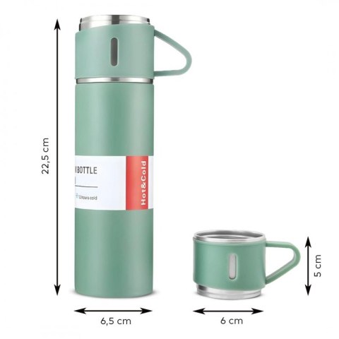 ZESTAW TERMOS Z 3 KUBKAMI zapakowany na prezent, 500 ml zielony BD24ZIE ZESTAW TERMOS Z 3 KUBKAMI zapakowany na prezent, 500 ml zielony BD24ZIE