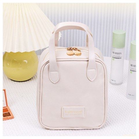 Kosmetyczka organizer na kosmetyki z rączką 17x7x19cm kremowa KS128B Kosmetyczka organizer na kosmetyki z rączką 17x7x19cm kremowa KS128B