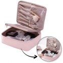 Kosmetyczka rozkładana elegancka kuferek etui pudrowy róż KS87 Kosmetyczka rozkładana elegancka kuferek etui pudrowy róż KS87