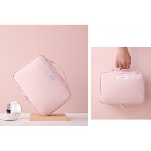 Kosmetyczka rozkładana elegancka kuferek etui pudrowy róż KS87 Kosmetyczka rozkładana elegancka kuferek etui pudrowy róż KS87