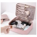 Kosmetyczka rozkładana elegancka kuferek etui pudrowy róż KS87 Kosmetyczka rozkładana elegancka kuferek etui pudrowy róż KS87