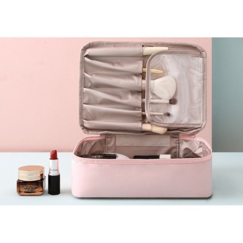 Kosmetyczka rozkładana elegancka kuferek etui pudrowy róż KS87 Kosmetyczka rozkładana elegancka kuferek etui pudrowy róż KS87