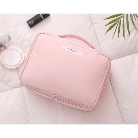 Kosmetyczka rozkładana elegancka kuferek etui pudrowy róż KS87 Kosmetyczka rozkładana elegancka kuferek etui pudrowy róż KS87