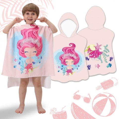 RĘCZNIK PLAŻOWY Peleryna dziecięca SYRENKA muszelki 60 x 60cm PEL02WZ4 RĘCZNIK PLAŻOWY Peleryna dziecięca SYRENKA muszelki 60 x 60cm PEL02WZ4