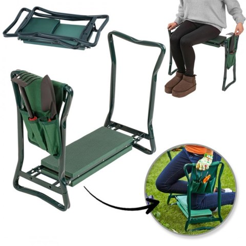 Składany taboret, krzesło, klęcznik ogrodowy 3w1 z kieszonkami 60 x 49 x 25 cm KRT04 Składany taboret, krzesło, klęcznik ogrodowy 3w1 z kieszonkami 60 x 49 x 25 cm KRT04