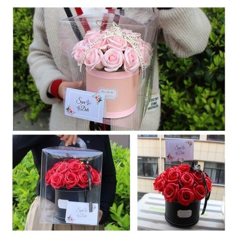 Flower box, bukiet zapachowych kwiatów mydlanych w pudełku 21szt. BUK08R Flower box, bukiet zapachowych kwiatów mydlanych w pudełku 21szt. BUK08R