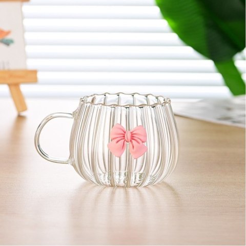 Szklanka ryflowana tulips z kokardką do kawy, drinków 1szt 350ml SZK158 Szklanka ryflowana tulips z kokardką do kawy, drinków 1szt 350ml SZK158