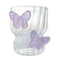 Szklanka ryflowana, z falowanymi ściankami, MOTYLKI fiolet 260 ml 1szt SZK162 Szklanka ryflowana, z falowanymi ściankami, MOTYLKI fiolet 260 ml 1szt SZK162