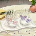 Szklanka ryflowana, z falowanymi ściankami, MOTYLKI fiolet 260 ml 1szt SZK162 Szklanka ryflowana, z falowanymi ściankami, MOTYLKI fiolet 260 ml 1szt SZK162