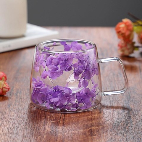 Szklanka termiczna z hortensją w środku fiolet 180 ml 1szt SZK76 Szklanka termiczna z hortensją w środku fiolet 180 ml 1szt SZK76