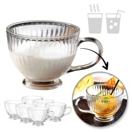 Zestaw 6szt. filiżanek szklanek ryflowanych dużych 380ml SZK150