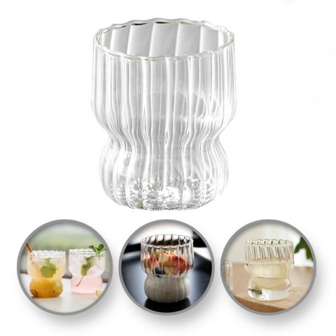Szklanka ryflowana, puchar z falowanymi ściankami 260 ml 1szt SZK51 Szklanka ryflowana, puchar z falowanymi ściankami 260 ml 1szt SZK51