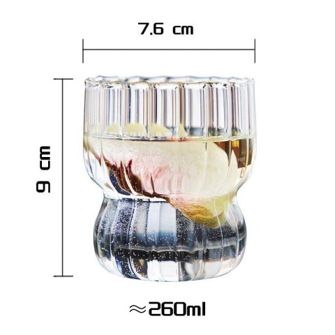Szklanka ryflowana, puchar z falowanymi ściankami 260 ml 1szt SZK51 Szklanka ryflowana, puchar z falowanymi ściankami 260 ml 1szt SZK51