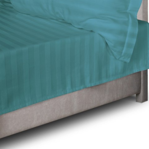 Prześcieradło satyna bambusowo-bawełniana STRIPE SEA TURQUOISE/220x260 Prześcieradło satyna bambusowo-bawełniana STRIPE SEA TURQUOISE/220x260