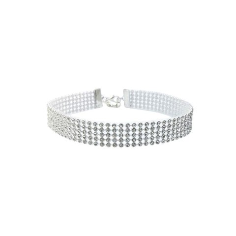 NASZYJNIK CHOKER KRYSZTAŁKI 1,6 CM SREBRNY NASZYJNIK CHOKER KRYSZTAŁKI 1,6 CM SREBRNY