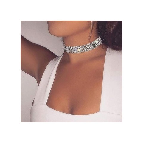 NASZYJNIK CHOKER KRYSZTAŁKI 1,6 CM SREBRNY NASZYJNIK CHOKER KRYSZTAŁKI 1,6 CM SREBRNY