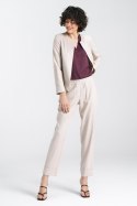 Żakiet typu chanel lniany Z54 Beige - Nife Żakiet typu chanel lniany Z54 Beige - Nife
