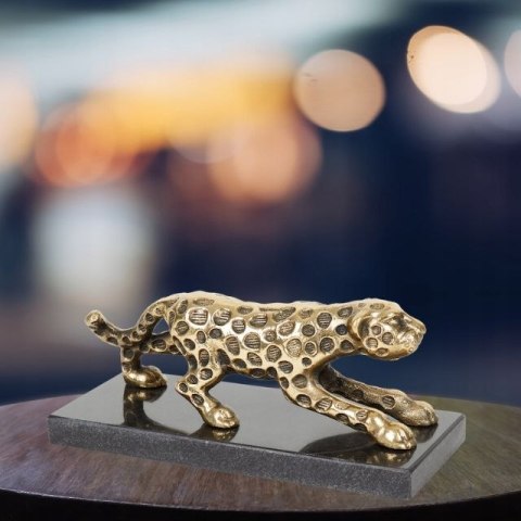 FIGURA ZŁOTA PANTERA NA MARMUROWEJ PODSTAWIE 21 x 9 x 8.5 cm Glamour LOFT FIGURA ZŁOTA PANTERA NA MARMUROWEJ PODSTAWIE 21 x 9 x 8.5 cm Glamour LOFT