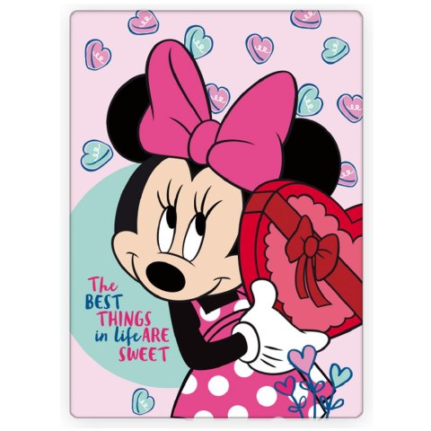 Koc polarowy 100x140 Myszka Minnie serca Koc polarowy 100x140 Myszka Minnie serca