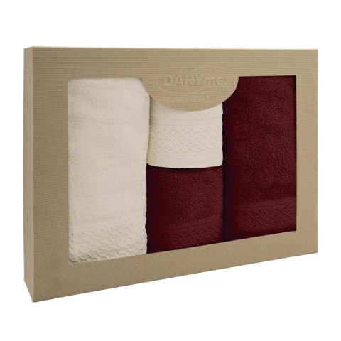 Ręcznik D Bawełna 100% Solano Ecru + Bordo (P) 2x50x90+2x70x140 kpl. Ręcznik D Bawełna 100% Solano Ecru + Bordo (P) 2x50x90+2x70x140 kpl.