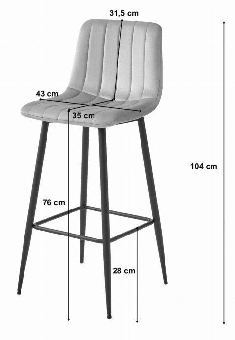 Hoker POZZA - ciemny szary aksamit / nogi czarne x 1 Hoker POZZA - ciemny szary aksamit / nogi czarne x 1