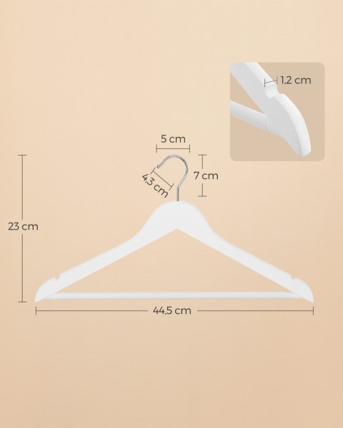 Wieszaki drewno białe 10szt - CRW03W10 Wieszaki drewno białe 10szt - CRW03W10