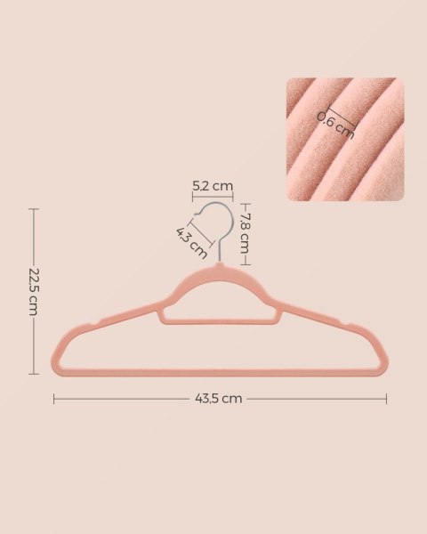 Wieszaki welurowe róż 20szt - CRF20PK Wieszaki welurowe róż 20szt - CRF20PK