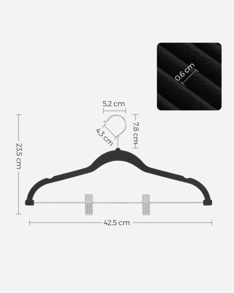 Wieszaki z klamerkami czarne 12szt - CRF12B Wieszaki z klamerkami czarne 12szt - CRF12B
