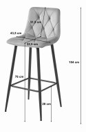 Hoker NADO - aksamit srebrno-szary / nogi czarne x 4 Hoker NADO - aksamit srebrno-szary / nogi czarne x 4