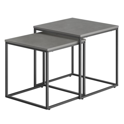 Stolik kawowy kwadrat 2szt - beton / nogi czarne Stolik kawowy kwadrat 2szt - beton / nogi czarne