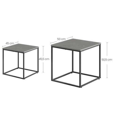 Stolik kawowy kwadrat 2szt - beton / nogi czarne Stolik kawowy kwadrat 2szt - beton / nogi czarne