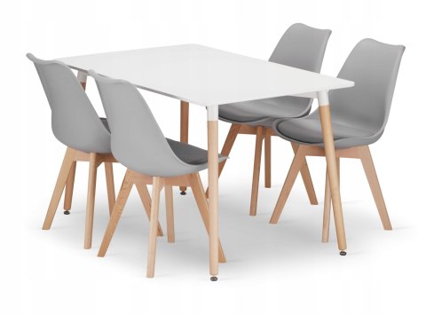 Zestaw stół prostokątny ADRIA 120x80 biały + 4 krzesła MARK szare Zestaw stół prostokątny ADRIA 120x80 biały + 4 krzesła MARK szare