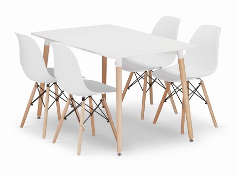 Zestaw stół prostokątny ADRIA 120x80 biały + 4 krzesła OSAKA białe Zestaw stół prostokątny ADRIA 120x80 biały + 4 krzesła OSAKA białe