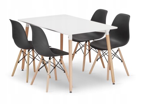 Zestaw stół prostokątny ADRIA 120x80 biały + 4 krzesła OSAKA czarne Zestaw stół prostokątny ADRIA 120x80 biały + 4 krzesła OSAKA czarne