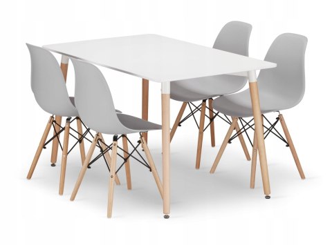 Zestaw stół prostokątny ADRIA 120x80 biały + 4 krzesła OSAKA szare Zestaw stół prostokątny ADRIA 120x80 biały + 4 krzesła OSAKA szare