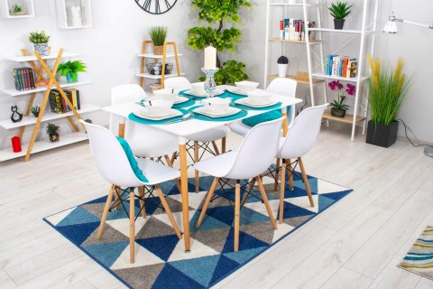 Zestaw stół prostokątny ADRIA 120x80 biały + 6 krzeseł OSAKA białe Zestaw stół prostokątny ADRIA 120x80 biały + 6 krzeseł OSAKA białe