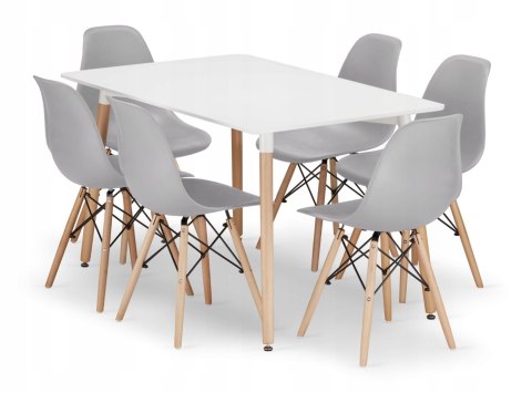 Zestaw stół prostokątny ADRIA 120x80 biały + 6 krzeseł OSAKA szare Zestaw stół prostokątny ADRIA 120x80 biały + 6 krzeseł OSAKA szare