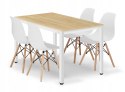 Zestaw stół prostokątny TESSA 120x60 dąb + 4 krzesła OSAKA białe Zestaw stół prostokątny TESSA 120x60 dąb + 4 krzesła OSAKA białe