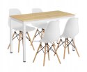Zestaw stół prostokątny TESSA 120x60 dąb + 4 krzesła OSAKA białe Zestaw stół prostokątny TESSA 120x60 dąb + 4 krzesła OSAKA białe